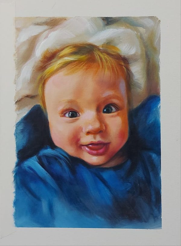 Retrato de bebê – quadro pintado à mão por Silvia Porto