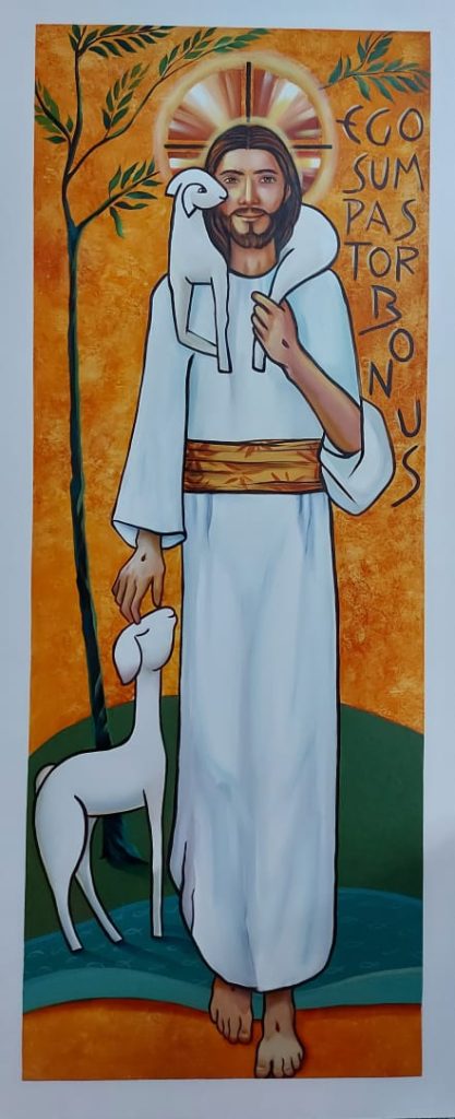 Bom Pastor – quadro pintado à mão por Silvia Porto