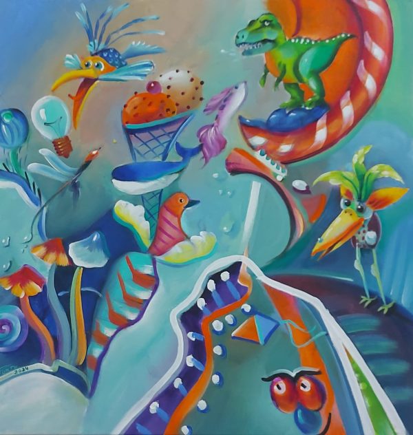 Fantasia de cores – quadro pintado à mão por Silvia Porto