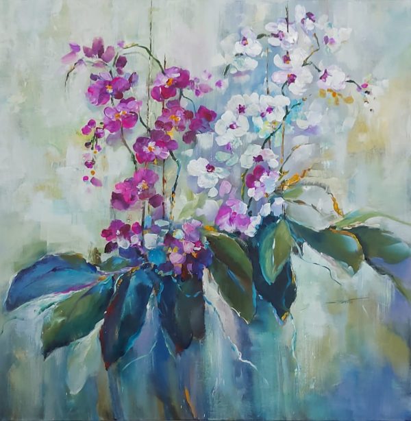 Orquídeas – quadro pintado à mão por Silvia Porto