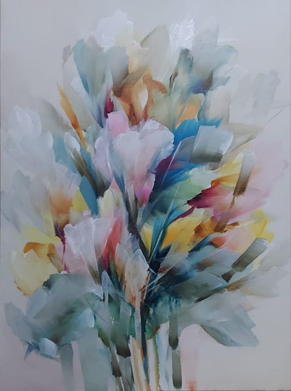 Flores em transparência – quadro pintado à mão por Silvia Porto